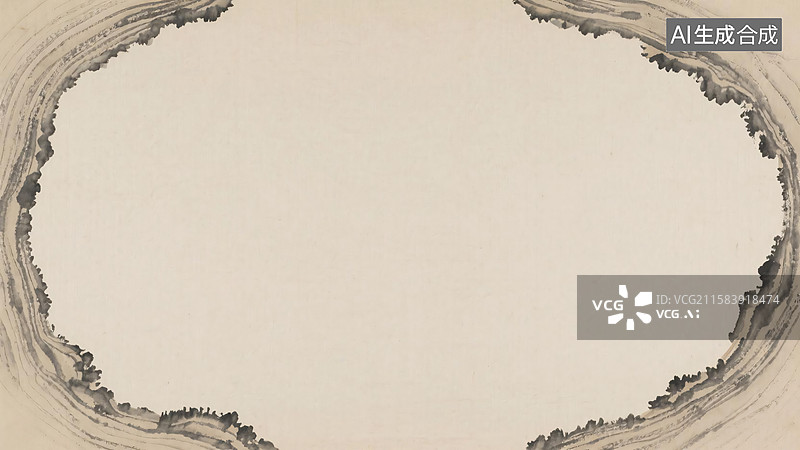 【AI数字艺术】水墨画树桩年轮背景-环绕图片素材