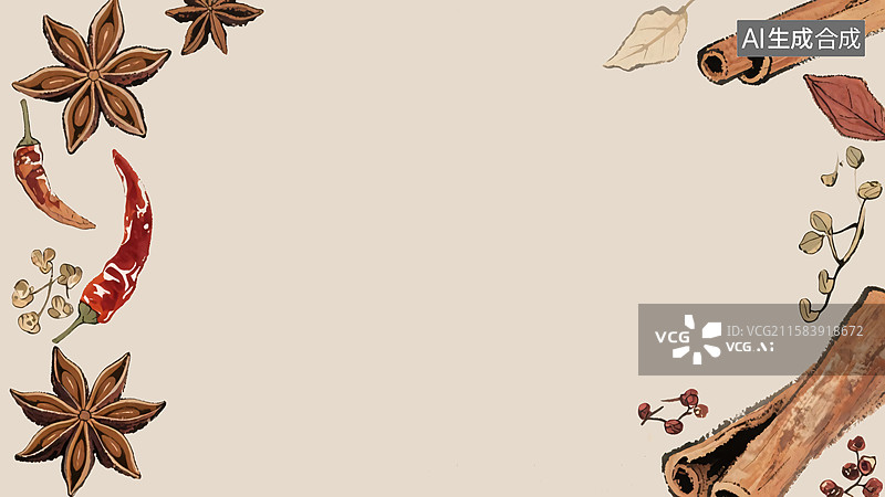 【AI数字艺术】水墨画香料背景-两侧图片素材