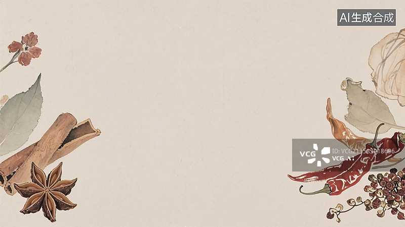 【AI数字艺术】水墨画香料背景-两侧图片素材
