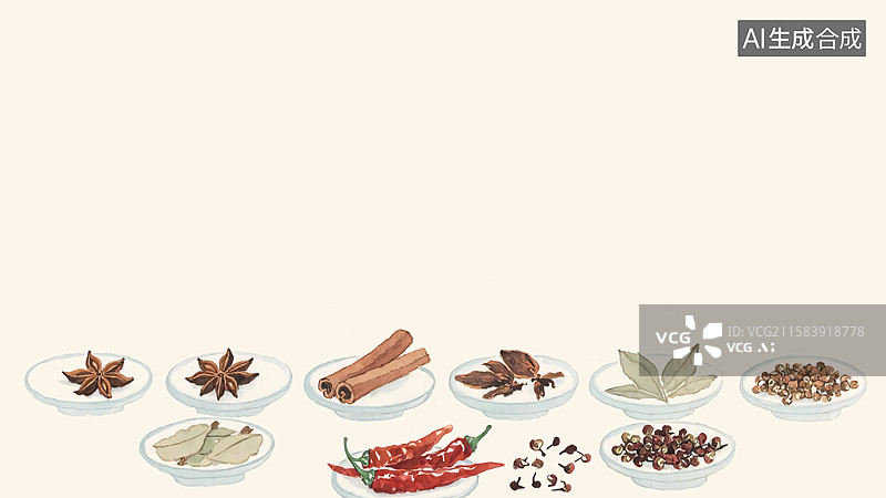 【AI数字艺术】水墨画香料背景-居下图片素材