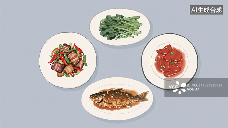 【AI数字艺术】水墨画美食背景图片素材