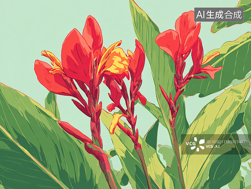 【AI数字艺术】盛夏的美人蕉图片素材