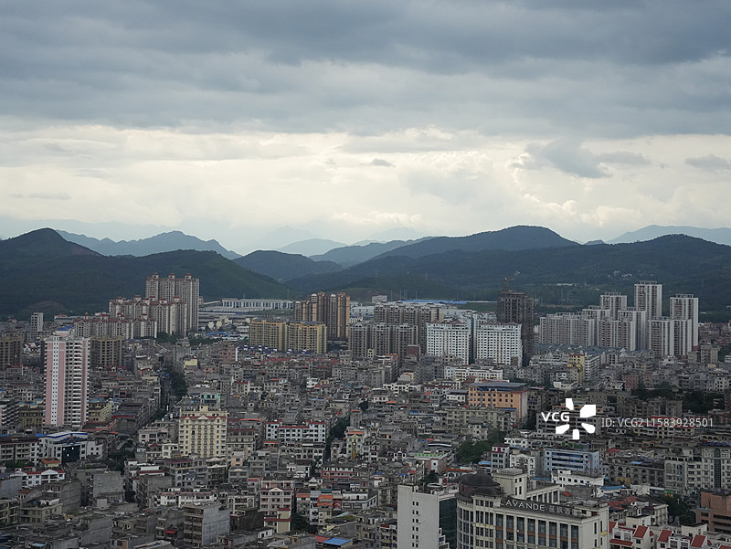 东兴市高角度鸟瞰图图片素材