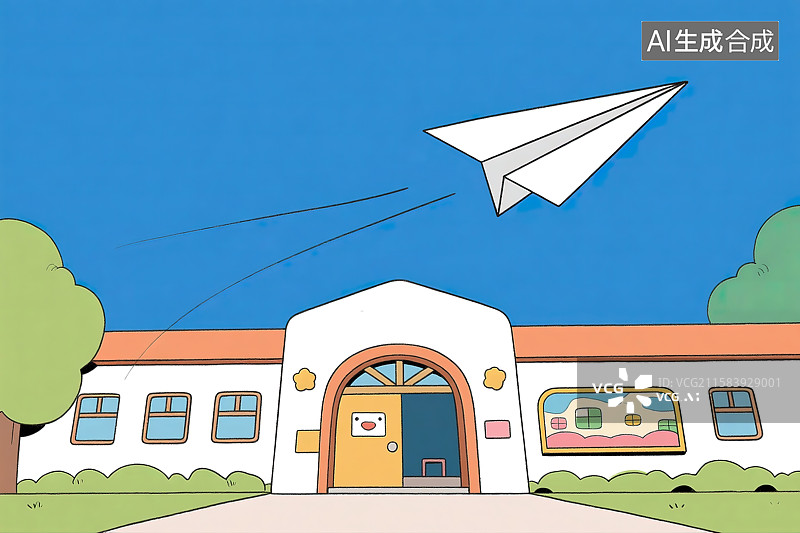 【AI数字艺术】卡通风格的幼儿园托儿所场景图片素材