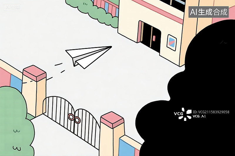 【AI数字艺术】卡通风格的幼儿园托儿所场景图片素材
