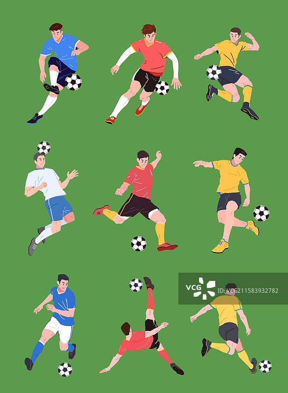 足球体育运动人物苏超国足矢量平面插画图片素材