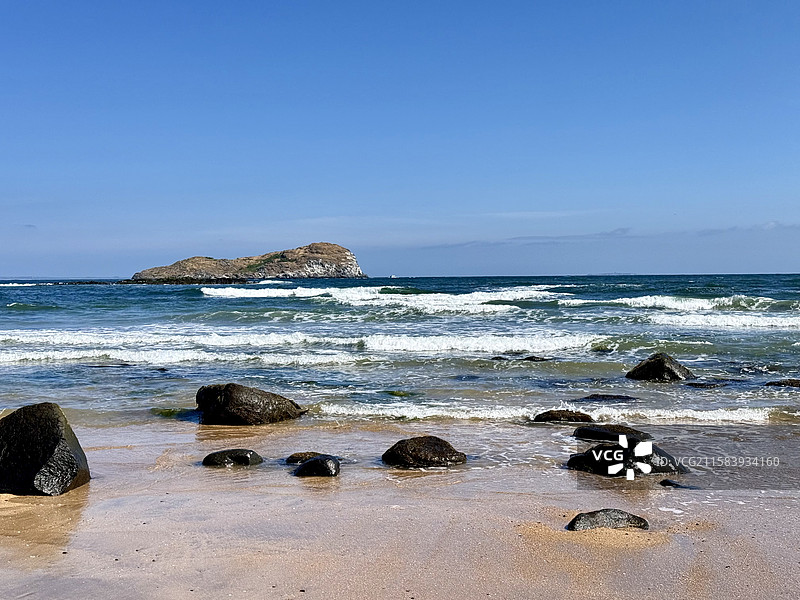 英国爱丁堡北贝里克海滨小镇海滩风景图片素材