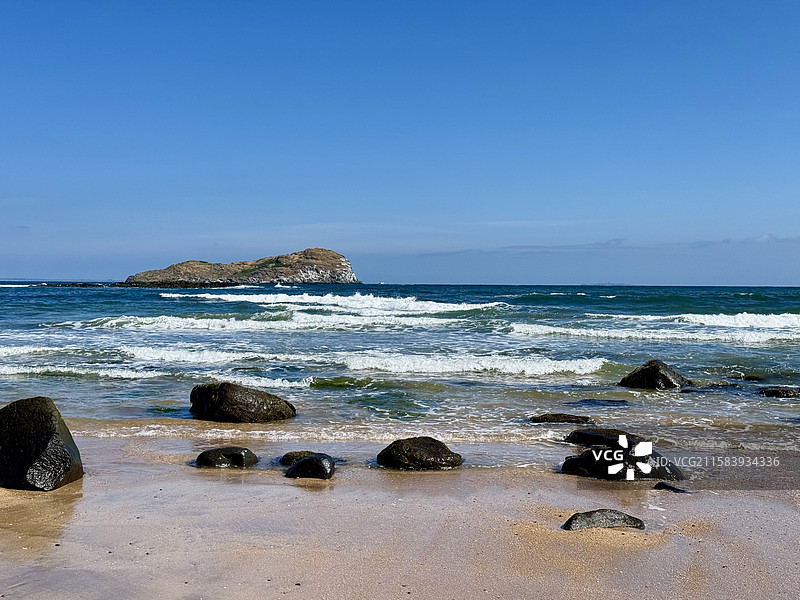 英国爱丁堡北贝里克海滨小镇海滩风景图片素材