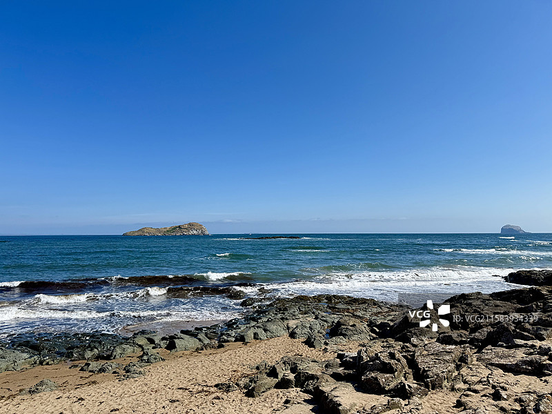 英国爱丁堡北贝里克海滨小镇海滩风景图片素材
