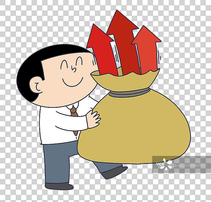 拿着钱袋收入增加的人物图片素材