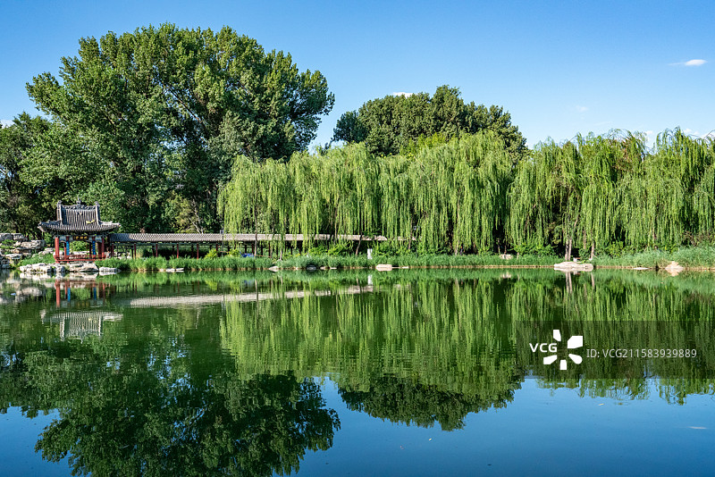 太原晋祠望湖亭-台骀泽景色图片素材