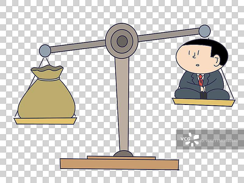 资金钱袋，天平坐着人物图片素材