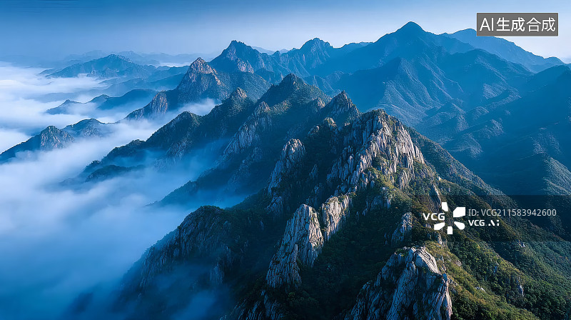 【AI数字艺术】连绵起伏的高山阻断着冷空气南下图片素材