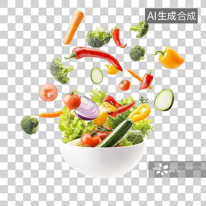 【AI数字艺术】飞溅的绿色健康蔬菜图片素材