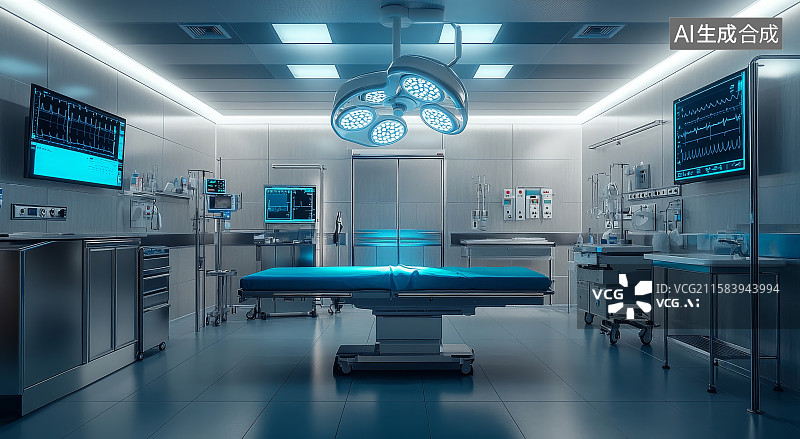 【AI数字艺术】现代医院手术室内部场景图片素材