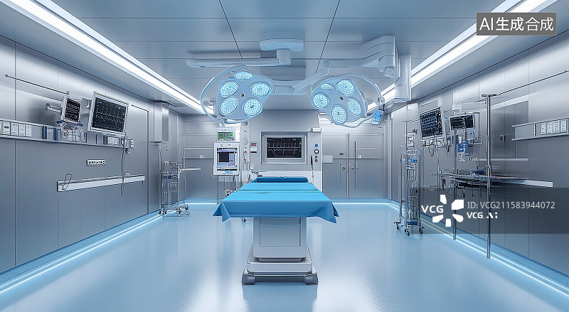 【AI数字艺术】现代医院手术室内部场景图片素材