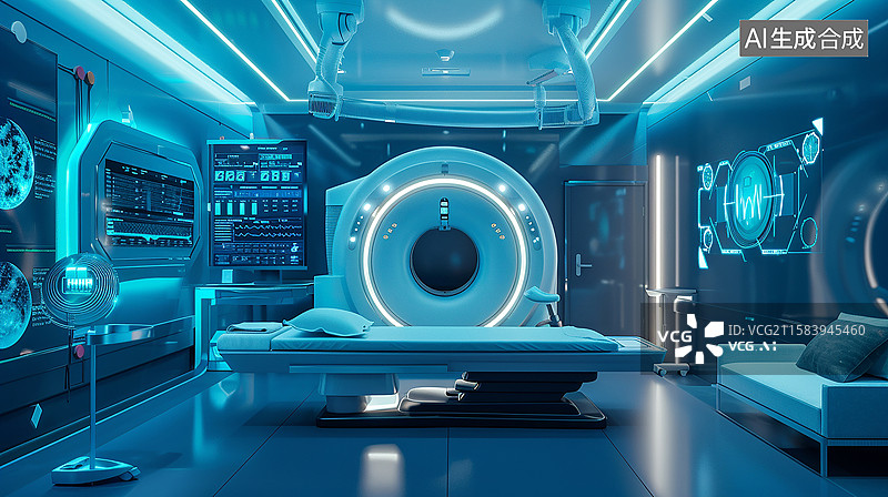【AI数字艺术】先进科技，核磁共振医疗设备图片素材