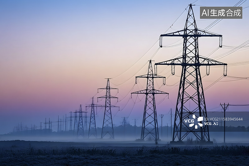 【AI数字艺术】高压输电网络图片素材