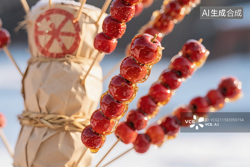 【AI数字艺术】街边特色小吃，冰糖葫芦图片素材