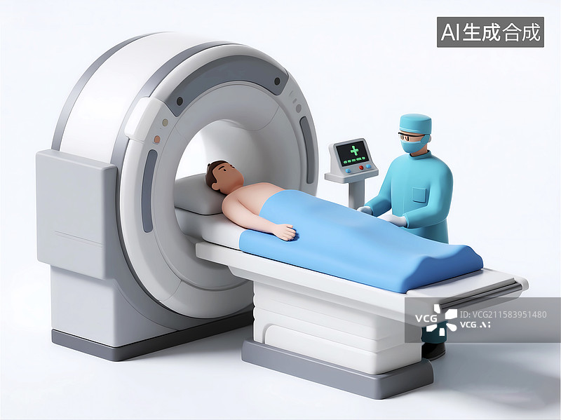 【AI数字艺术】卡通门诊部检查体检核磁扫描ct图片素材