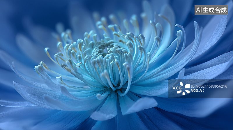 【AI数字艺术】幻蓝花微距摄影图片素材