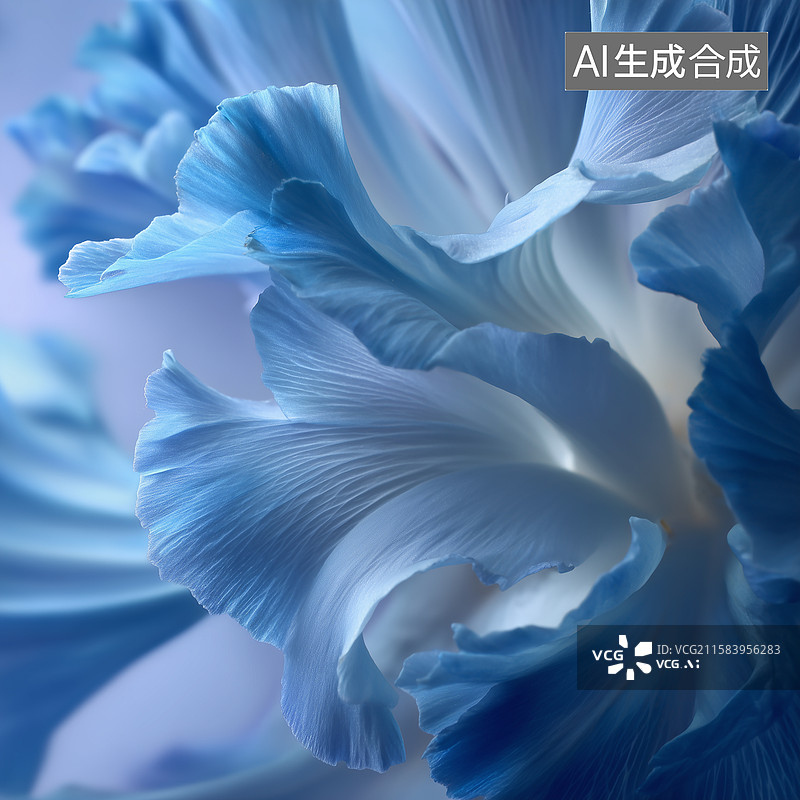 【AI数字艺术】幻蓝花微距摄影图片素材