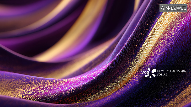 【AI数字艺术】紫色虹彩丝绸动态设计图片素材