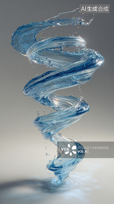 【AI数字艺术】旋转的水柱艺术造型图片素材