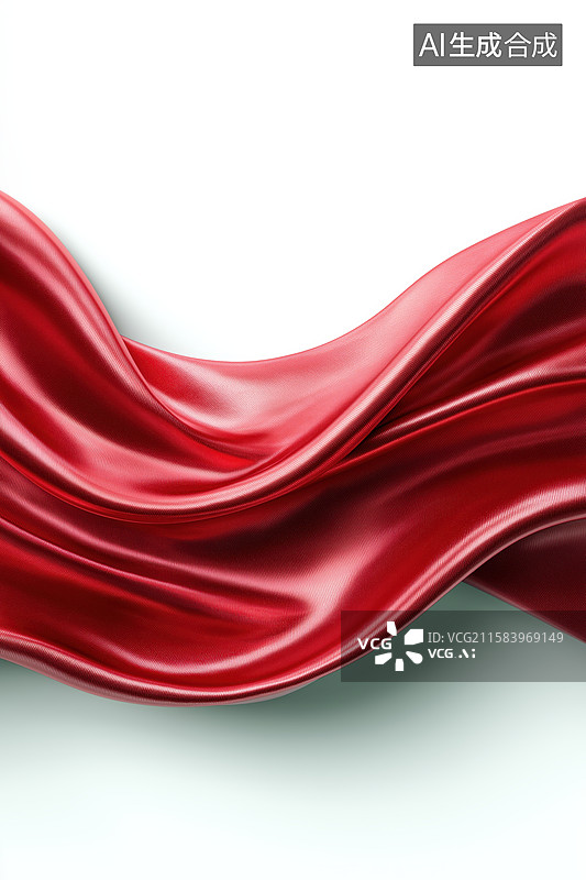 【AI数字艺术】红色绸缎的流动形态图片素材
