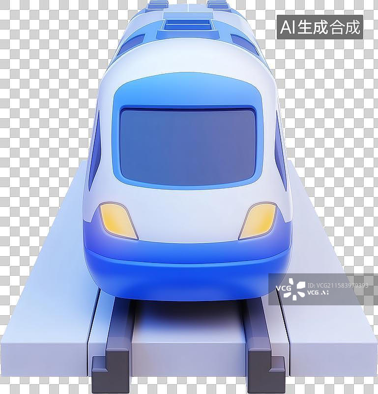 【AI数字艺术】一辆蓝色的3D卡通高铁图片素材