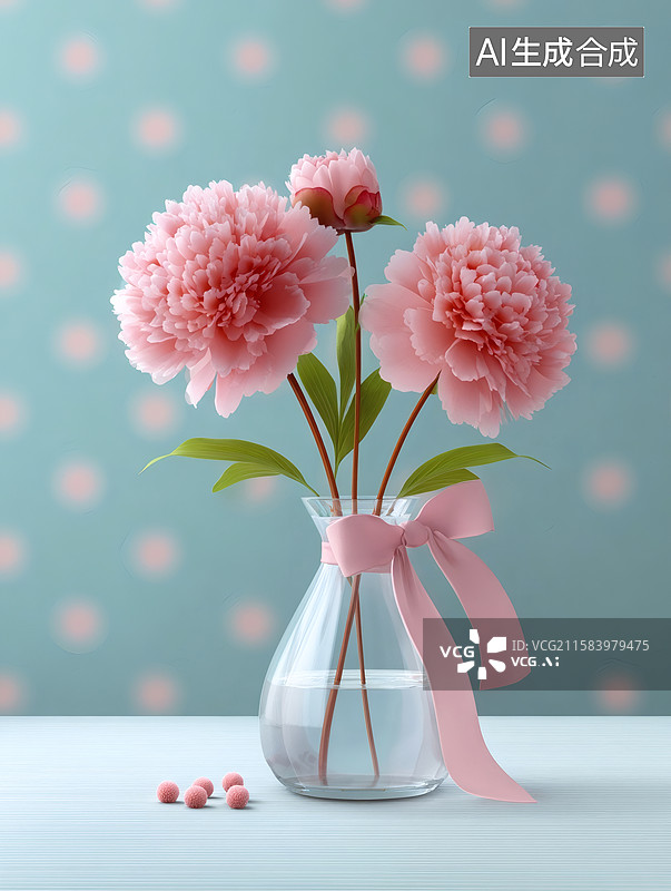 【AI数字艺术】花瓶里插着漂亮的花朵图片素材