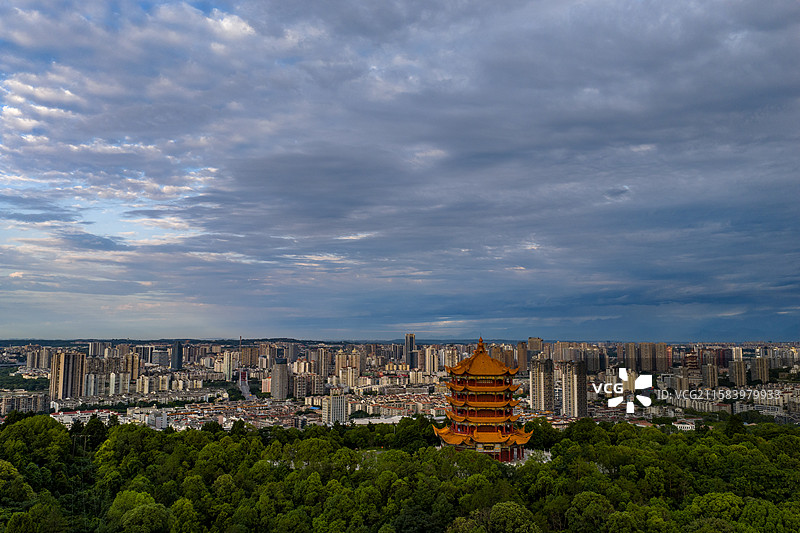 四川省绵阳市城市地标富乐阁，航拍风景图片图片素材