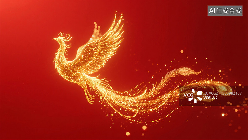 【AI数字艺术】凤凰展翅插画图片素材