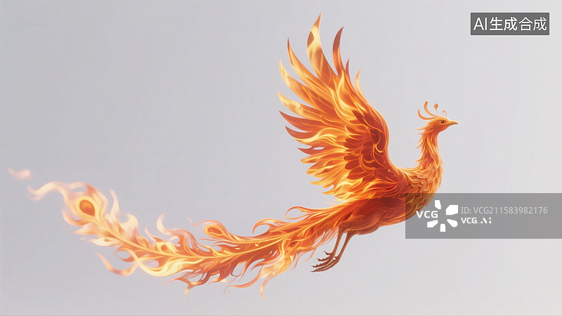【AI数字艺术】凤凰展翅插画图片素材
