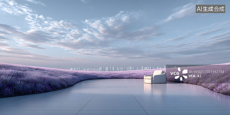 【AI数字艺术】梦幻紫色花田景图片素材