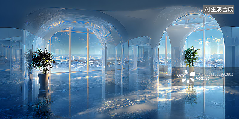 【AI数字艺术】梦幻光影长廊图片素材