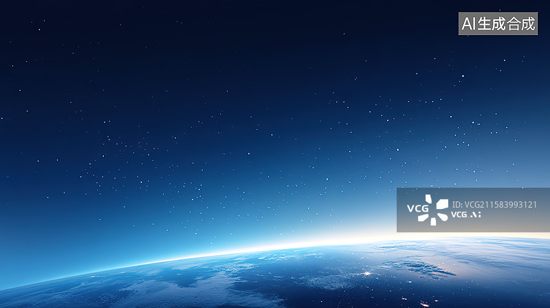 【AI数字艺术】星空背景下的蓝色地球图片素材