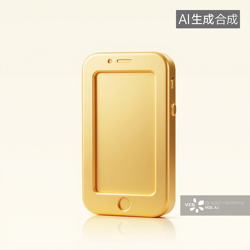 【AI数字艺术】3D金色手机图标图片素材