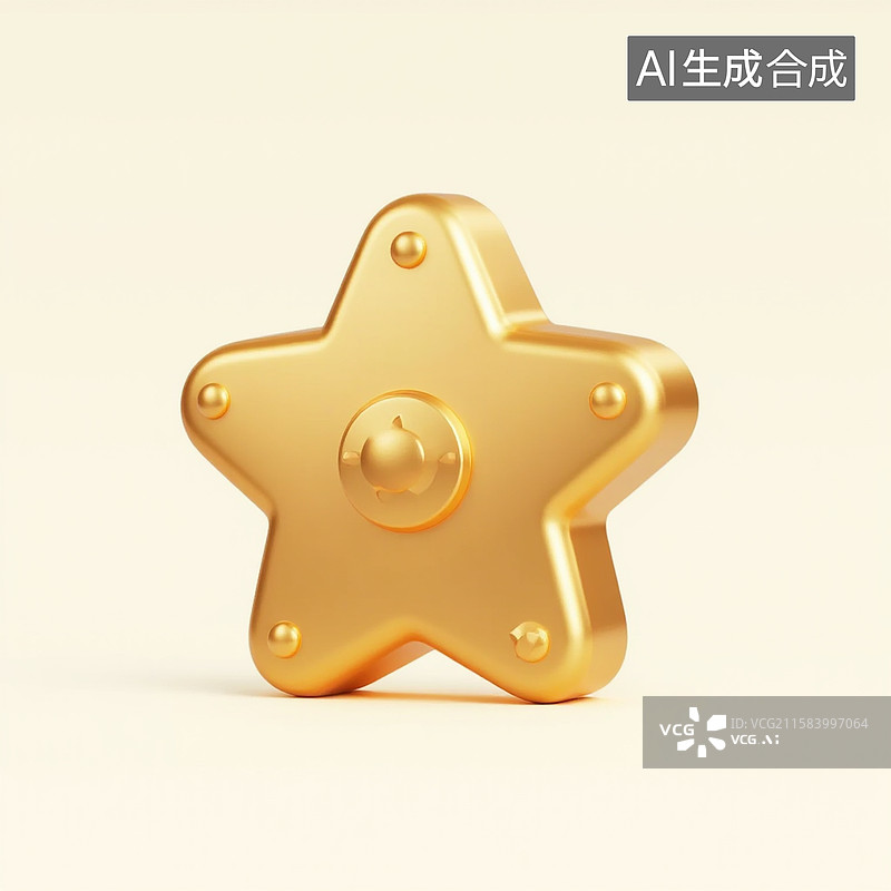 【AI数字艺术】3D金色星星图标图片素材