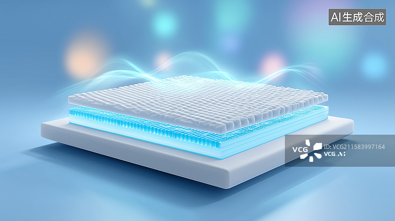 【AI数字艺术】科技感床垫分层结构展示图片素材