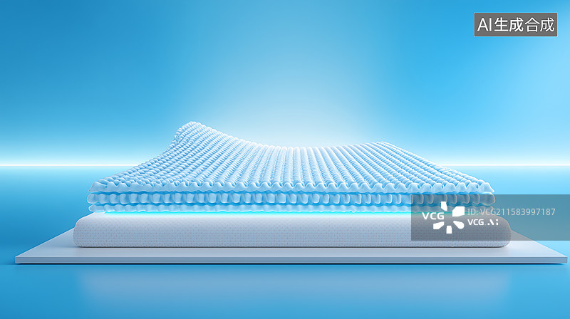 【AI数字艺术】科技感床垫分层结构展示图片素材