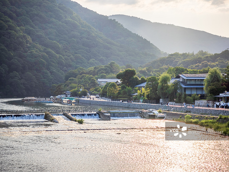 日本京都岚山桂川风光图片素材