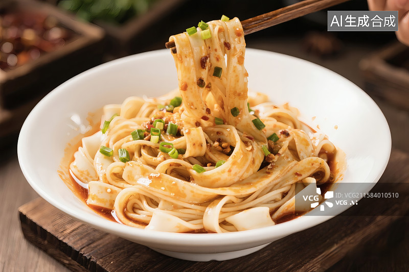 【AI数字艺术】筷子挑起碗大中的油泼面图片素材