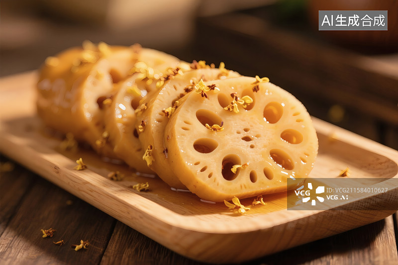 【AI数字艺术】美味的蜂蜜桂花蜜藕图片素材