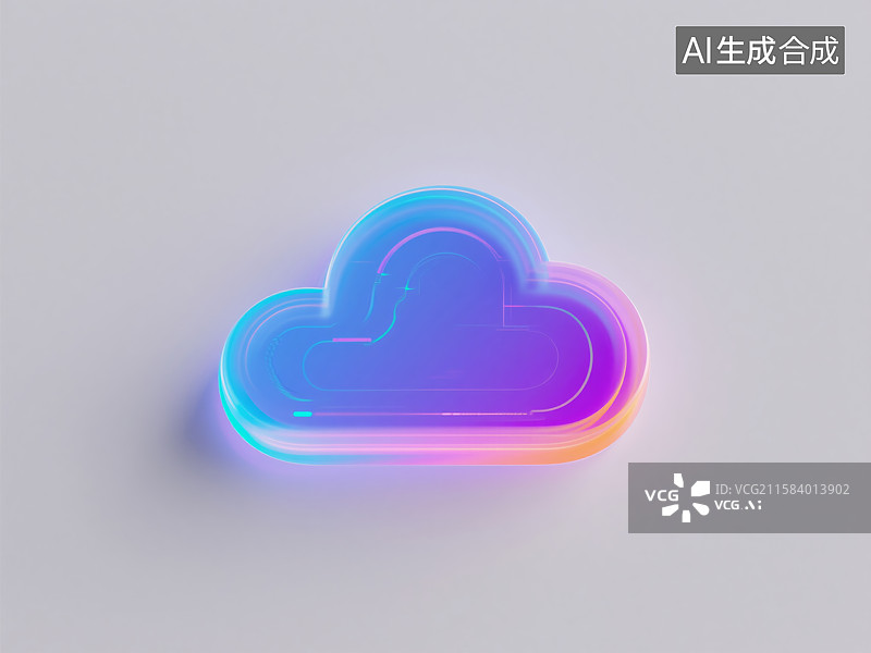 【AI数字艺术】霓虹云朵图标设计图片素材