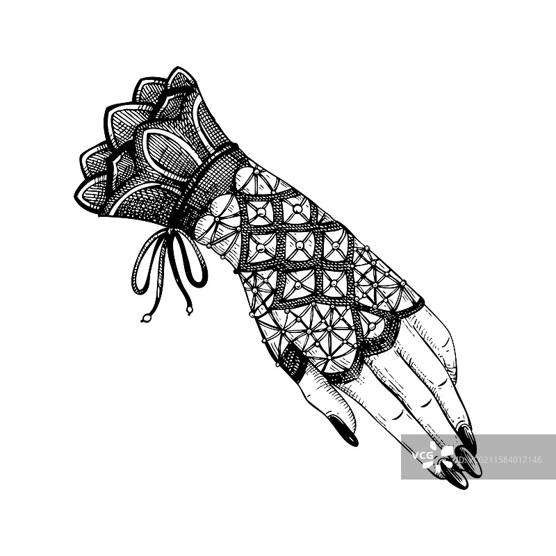 复古蕾丝手套素描浪漫哥特风格图片素材