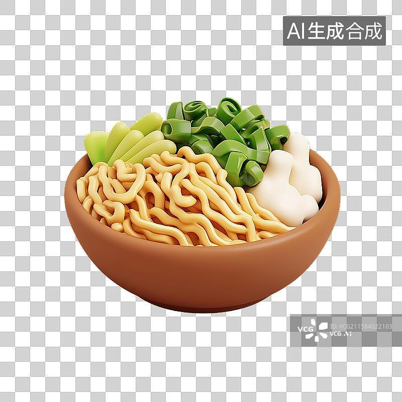 【AI数字艺术】葱油拌面三维美食元素图片素材