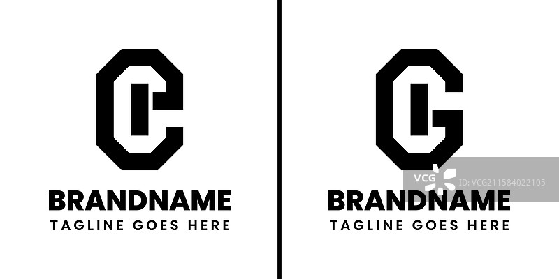 字母ei和gi的几何单字母标志图片素材