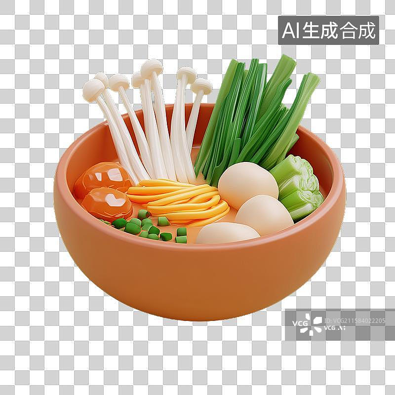 【AI数字艺术】葱油拌面三维美食元素图片素材