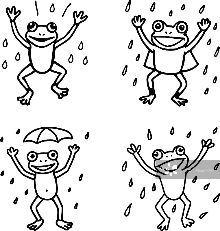 青蛙涂色页线条艺术设计图片素材